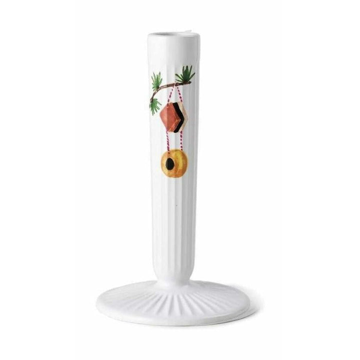 Kähler Kerzenständer H16 cm Hammershøi Christmas mit Aquarellmalerei, Weiss 16cm, 16cm