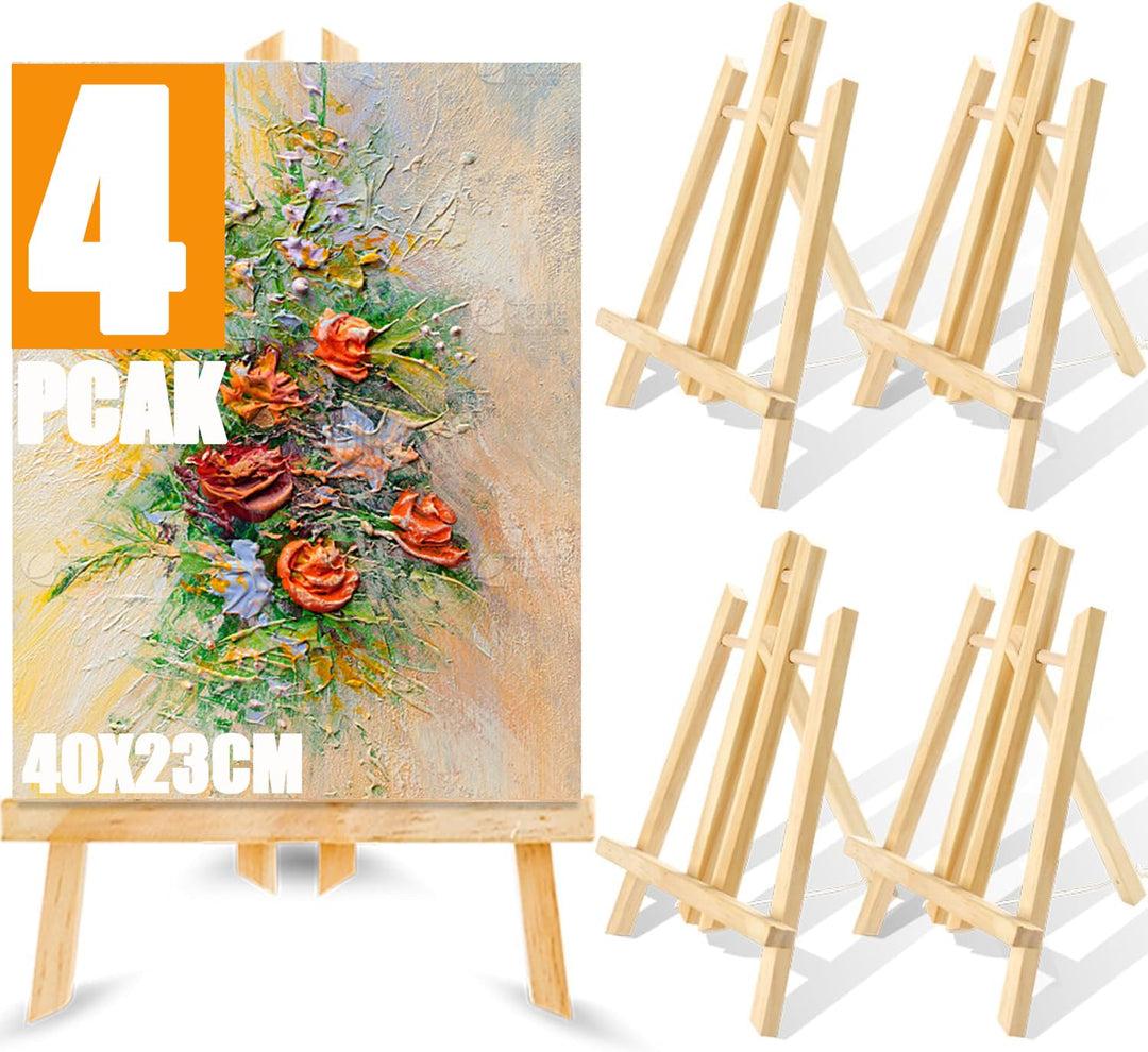 ASelected 4 Stück Staffelei Holz Klein 40cm Tischstaffelei Staffelei Dreifuss Holzstaffelei Klein Ti