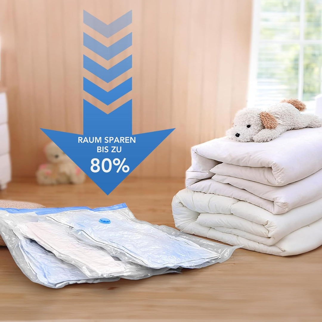 SKERITO Vakuumbeutel für kleidung 8 Jumbo, 100x80cm Aufbewahrungsbeutel, Reise Vakuum Wiederverwendb