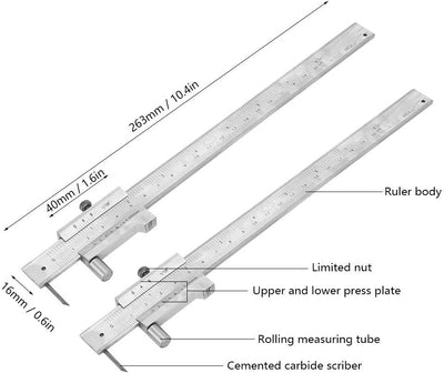 Fafeicy 0-200 mm Edelstahl Messschieber, mit Reissnadel, die auf Holz, Kunststoff, Eisen und anderen