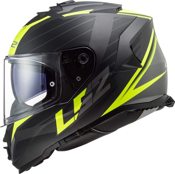 LS2, Integraler Motorradhelm Storm Nerve Matt Black Yellow, S, S