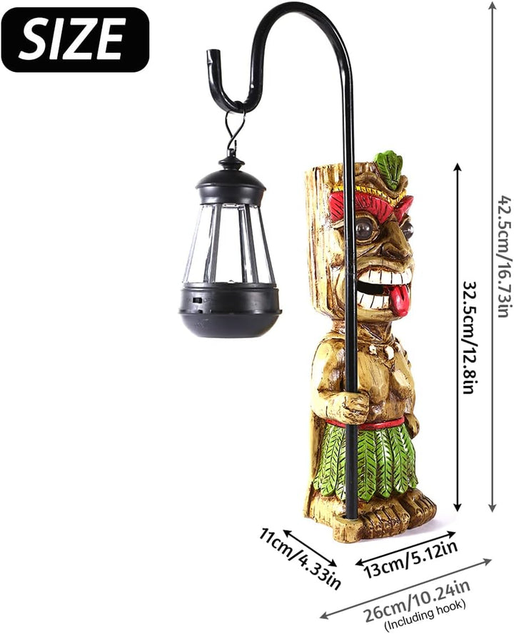 MIBUNG Verbesserte Tiki Dekor Gartenstatue, Grosse Tiki Figur mit Solar Laterne Lichter, Hawaiian Tr