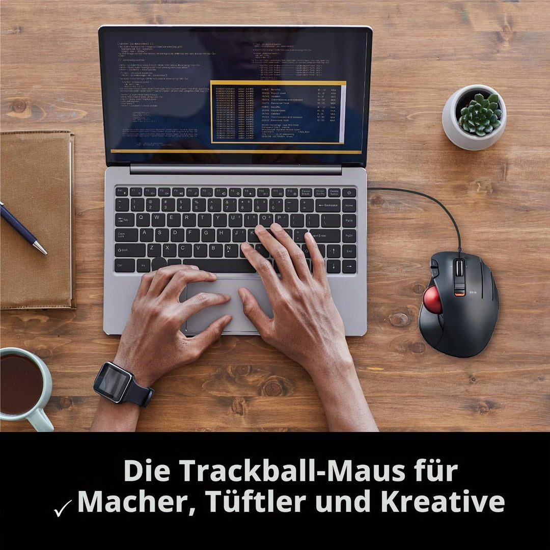 ELECOM EX-G Trackball-Maus, kabelgebunden, Daumensteuerung, ergonomisches Design, 5-Tasten-Funktion