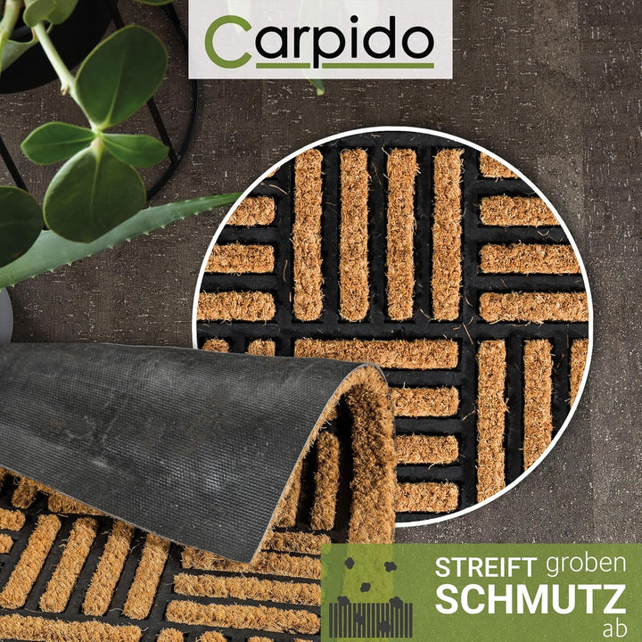 Carpido Fussmatte Kokos Gitter Design – Sauberlauf 40x60 cm 2er Set – Türmatte innen – antibakteriel