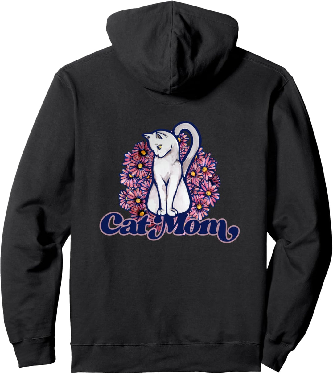 Cat Mom Flower Cats White Cat niedliche Kätzchen Pullover Hoodie
