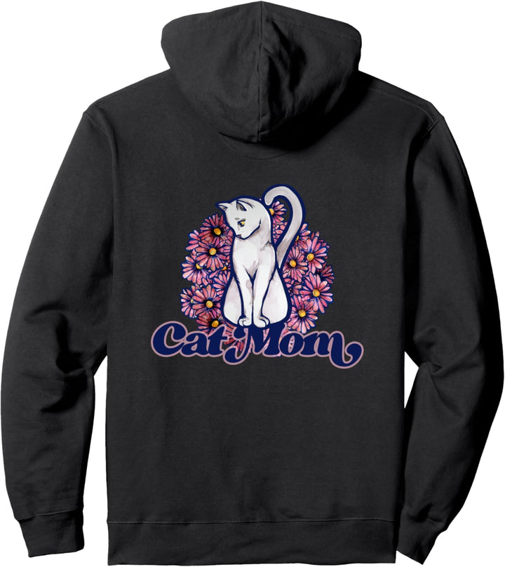 Cat Mom Flower Cats White Cat niedliche Kätzchen Pullover Hoodie
