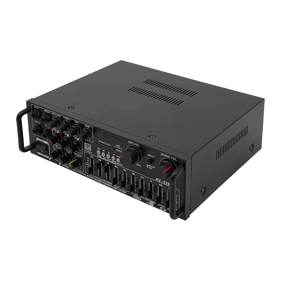 Bluetooth Audio Verstärker 2 x 200W, HiFi Stereo Leistungsverstärker mit USB/SD/MIC Eingang & FM Rad