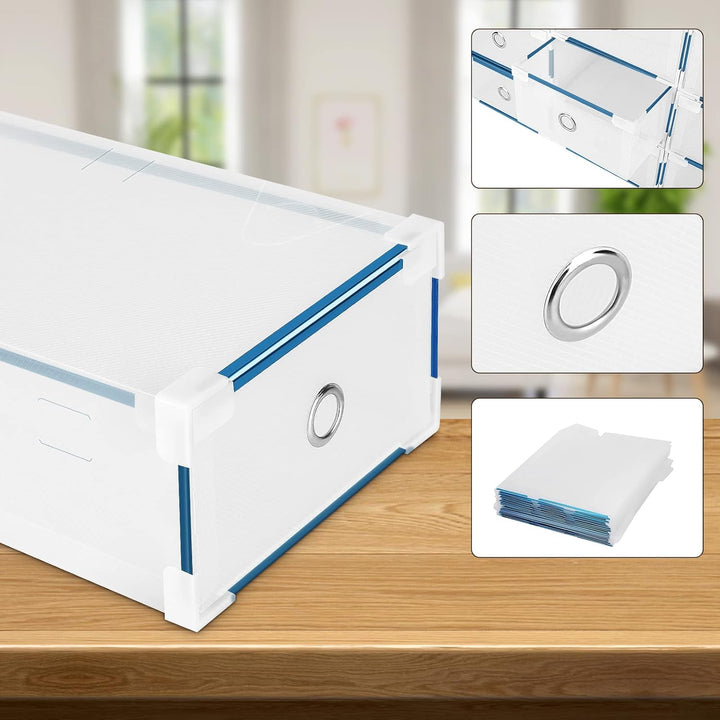 10Stück Set Schuhboxen Schuhkasten Schuhkarton Schuhaufbewahrung Aufbewahrungsbox mit Deckel Transpa