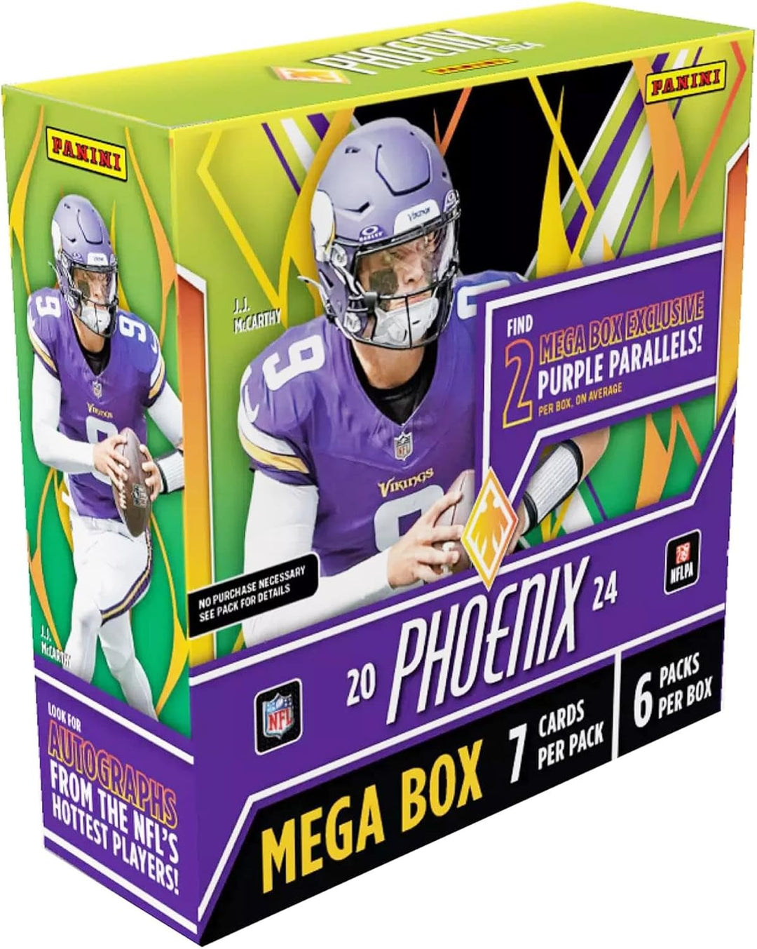 2024-25 Panini Phoenix NFL-Fussball-Mega-Box, exklusiv für den Einzelhandel, 42 Karten, Color Blast