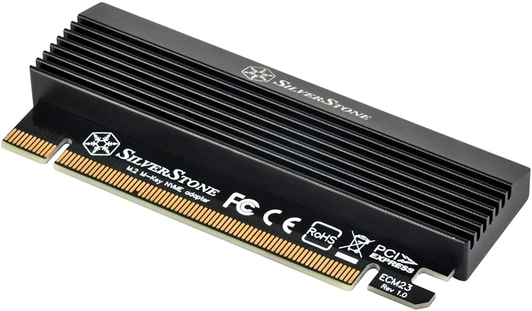 SilverStone SST-ECM23 - PCI-E Erweiterungskarte SuperSpeed, PCI Express x4 auf M.2 (M Key), Aluminiu