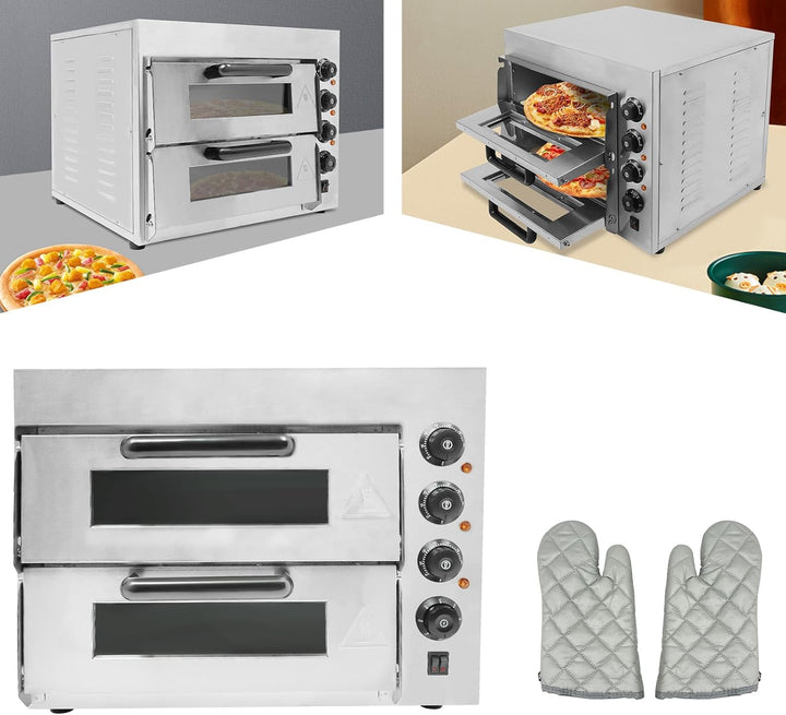 TaNeHaKi Elektrischer Pizzaofen, 2 Etagen Innenbereich Arbeitsplatte Pizzaofen,Kommerziellerbackofen