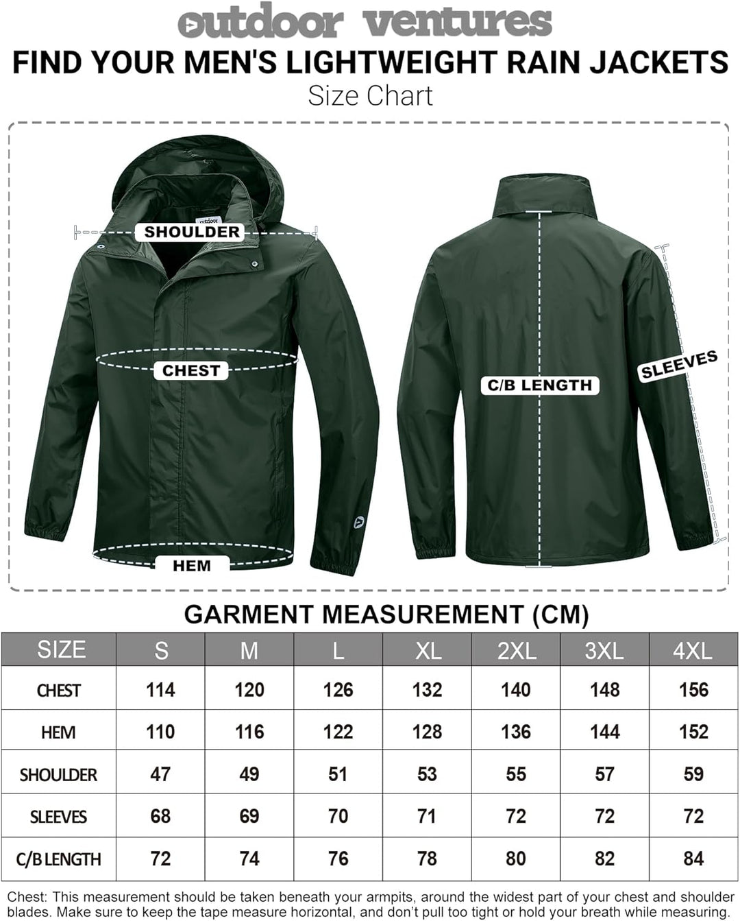 Outdoor Ventures Regenjacke Herren Wasserdicht Ultraleichte Dünne Faltbare Regenmantel Atmungsaktiv