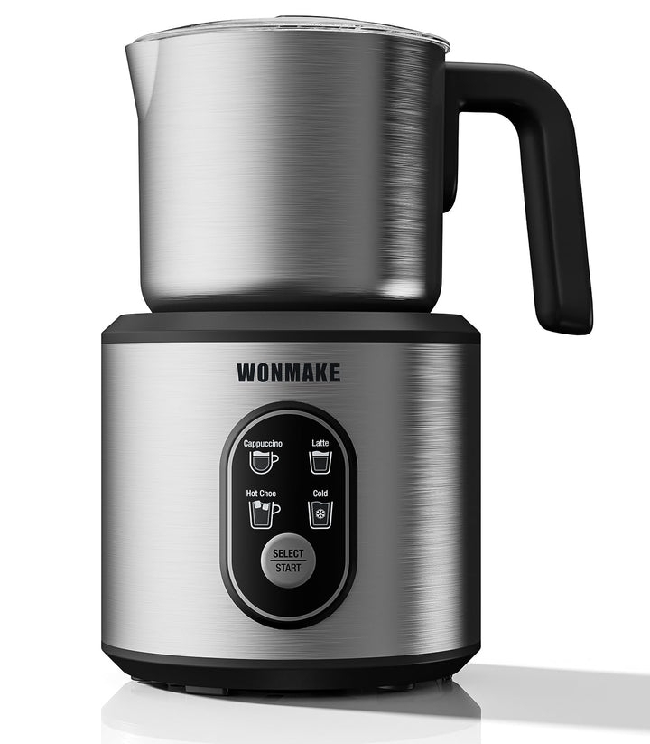 WONMAKE Milchaufschäumer Elektrisch 4 in 1, 350ml Spülmaschinenfest