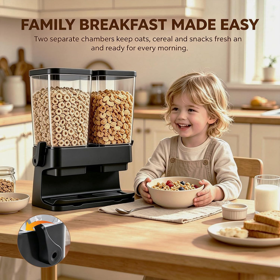 Müslispender, 3L Cereal Dispenser & Cornflakes Spender, Zweifach-Fach-Design, Zerkleinert Keine Cere