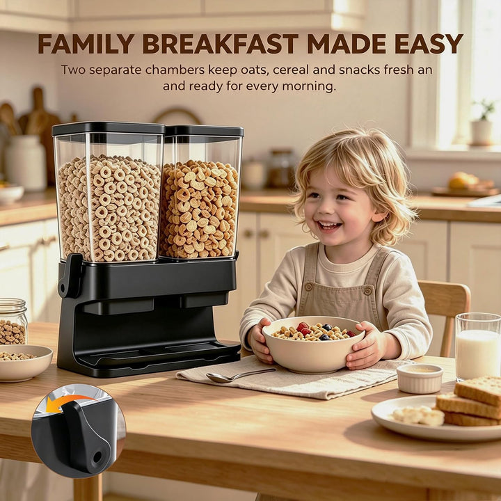 Müslispender, 3L Cereal Dispenser & Cornflakes Spender, Zweifach-Fach-Design, Zerkleinert Keine Cere