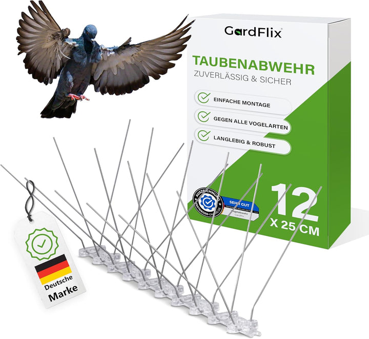 Taubenabwehr Spikes Taubenschreck 9m & 6m | Edelstahl Vogelschreck für Balkon und Fenster | Vogelabw