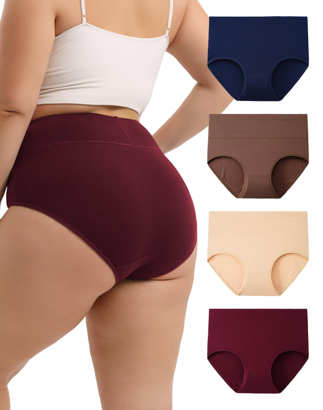 INNERSY Unterhosen Grosse Grössen Damen Taillenslip Baumwolle High Waist Slip (44-62) 4er Pack 44-46