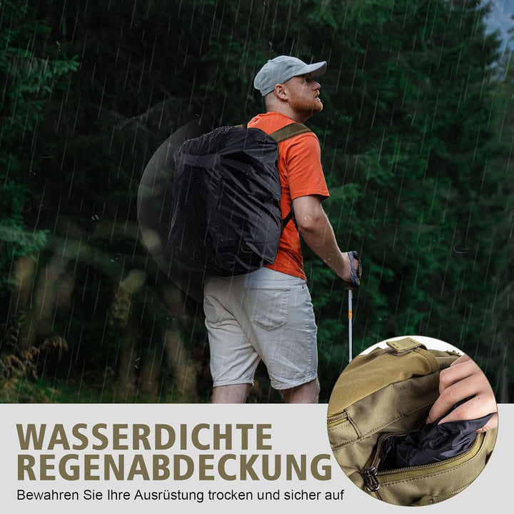 Goture Angelrucksack mit 4 Köderbox Angeln, 45-Liter Angelzubehör-Rucksack mit Zwei Rutenhaltern und