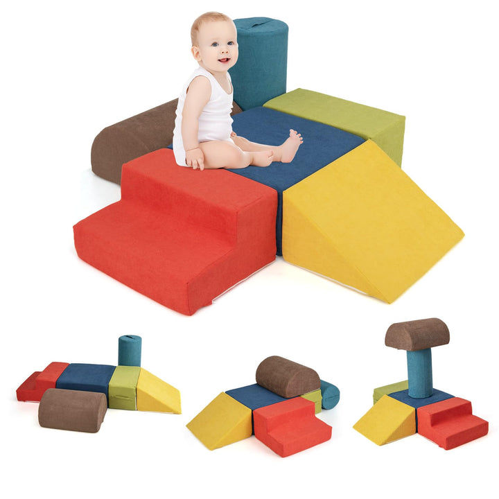 DREAMADE 6 TLG. Softbausteine für Kinder, Kletterblöcke aus Schaumstoff mit waschbarem Bezug, Softba