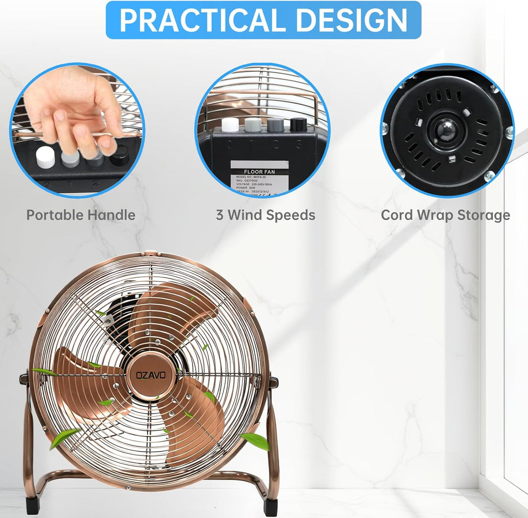 Standventilator, Windmaschine ⌀45 cm mit 3 Laufgeschwindigkeiten, Bodenventilator Power, Tischventil
