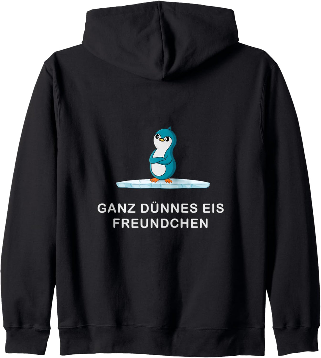 Pinguin Ganz dünnes Eis Freundchen Lustiges Comic Tierchen Kapuzenjacke