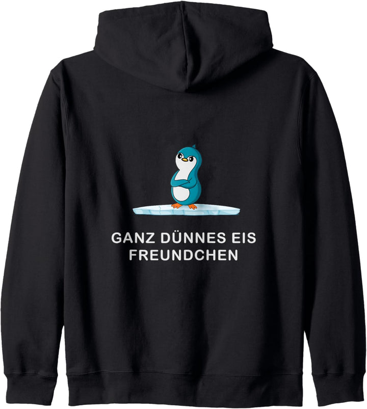 Pinguin Ganz dünnes Eis Freundchen Lustiges Comic Tierchen Kapuzenjacke