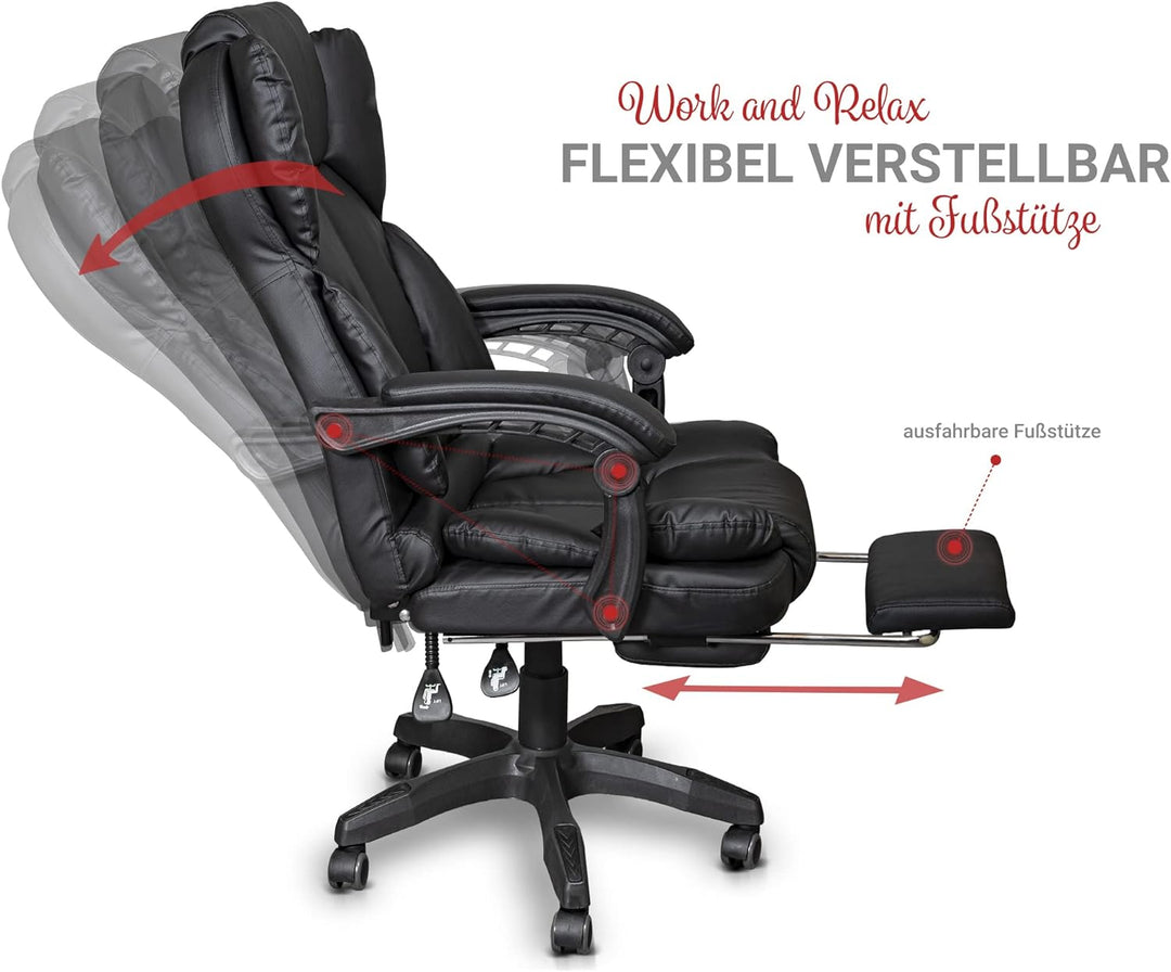 Schreibtischstuhl ergonomisch mit Flexibler Rückenlehne & Kopfstütze - Bequemer Bürostuhl für Schrei
