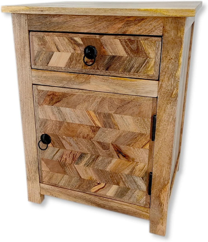 DARO DEKO Holz Nachttisch braun 45 x 60cm Beistelltisch Vintage Nachtschrank Retro