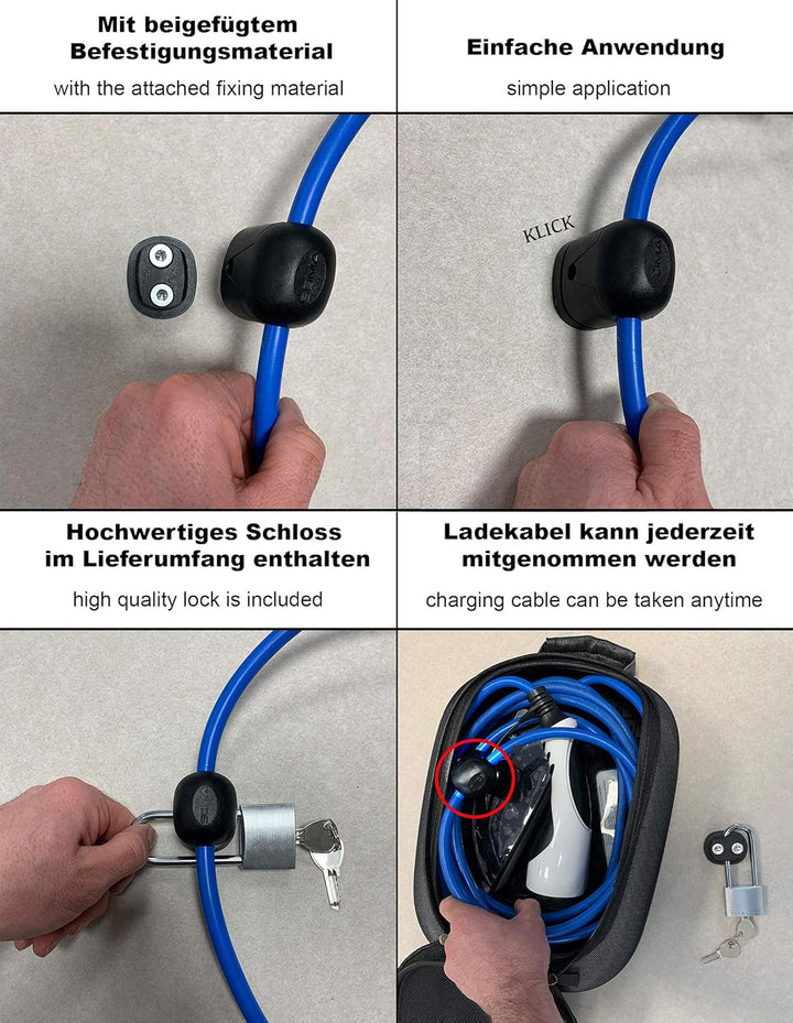 Diebstahlschutz für Ladekabel - Schutz vor unbefugter Nutzung! Schwarz