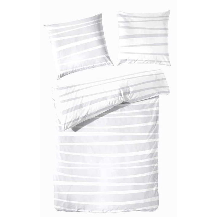Hahn Baumwoll Satin Wende-Bettwäsche Wellen Grau Weiss Schwarz, 135 x 200 cm + 80 x 80 cm Grau 135x2