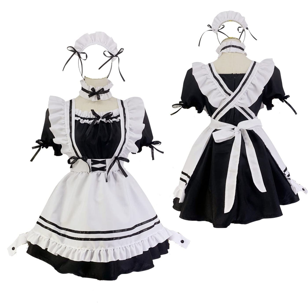 CarolynDesign Japanisches Anime Sissy Maid Dress Anime French Maid Schürze Kostümset Schwarz M, Schw