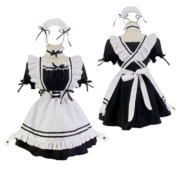 CarolynDesign Japanisches Anime Sissy Maid Dress Anime French Maid Schürze Kostümset Schwarz M, Schw