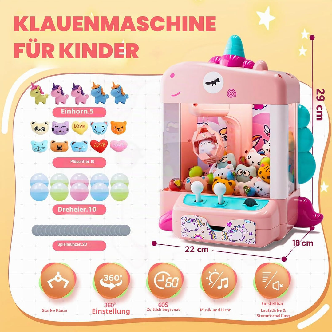 Skirfy Unicorns Greifautomat, Mini-Verkaufsautomat mit Licht und Musik, Süssigkeiten- und Spielzeug-