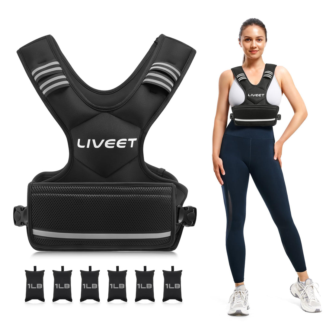 Verstellbare Gewichtsweste für Damen und Herren, 1,8-14,5 kg Gewichtsweste mit 6 Eisensandbeuteln, L