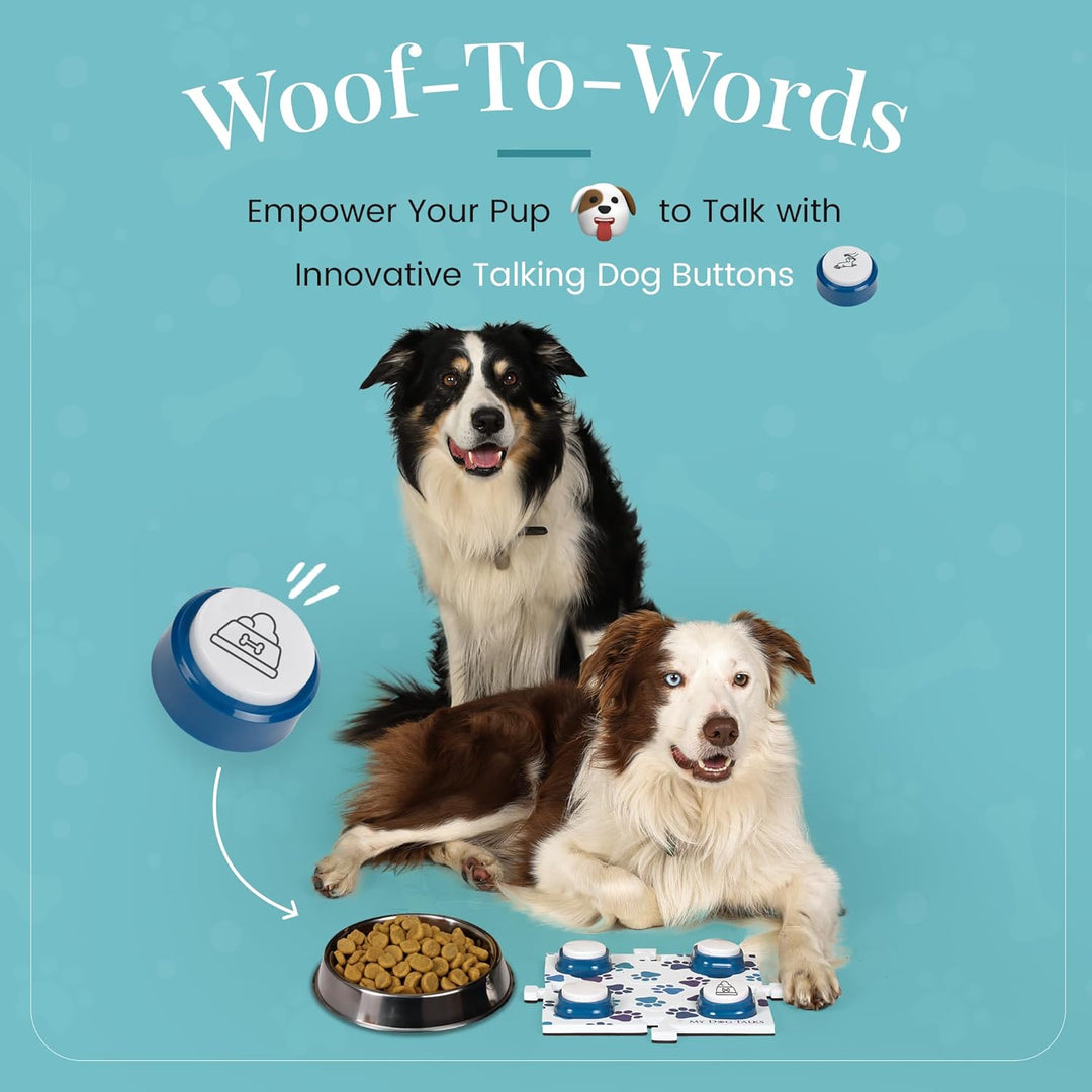 My Dog Talks 12 beschreibbare Trainingsknöpfe, 3 Matten & 24 Aufkleber First Words | Trainieren Sie