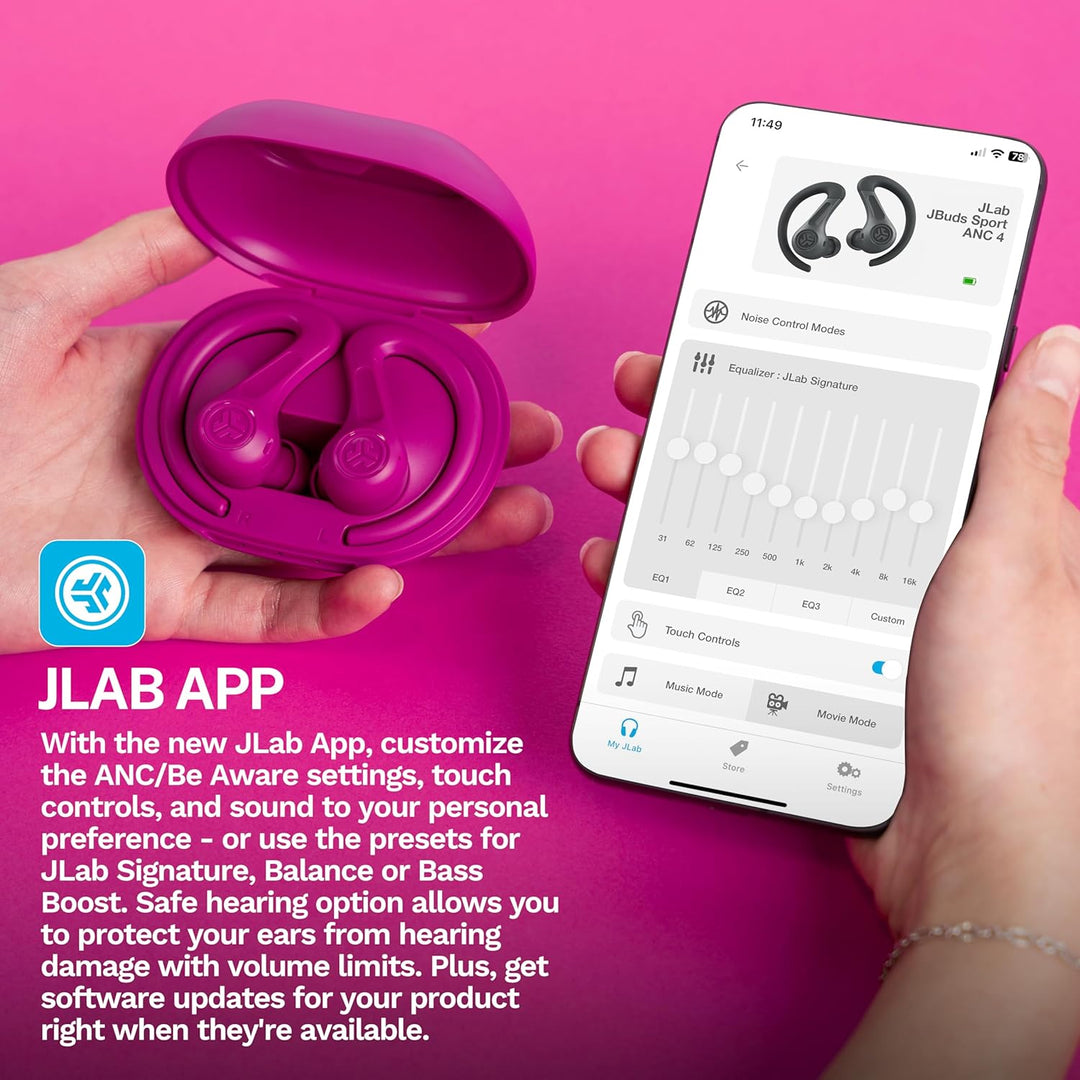 JLab JBuds Air Sport ANC 4 Kopfhörer In Ear, Sportkopfhörer Bluetooth, 60+ Std., Noise Cancelling Tr