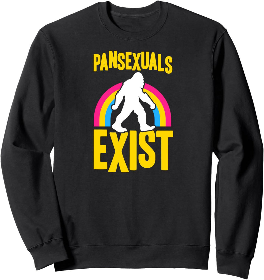 Pansexuals Exist Bigfoot Sasquatch Pan Pride Rainbow Funny Sweatshirt
