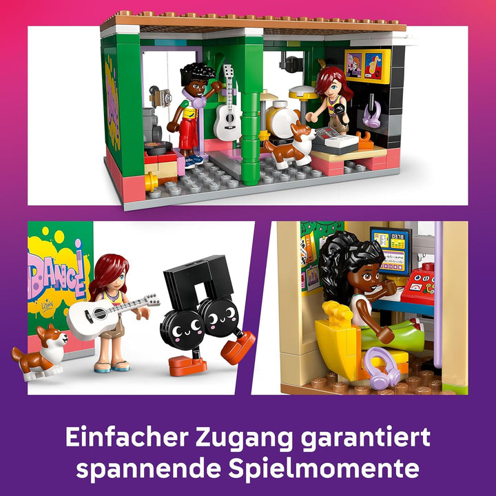 LEGO Friends Musikladen & Wohnung - Spielzeug mit 3 Mini-Puppen, Einer Corgi Tierfigur und Musikinst