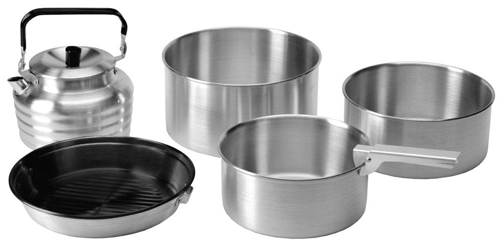 Vango Koch Cook Set inkl. 3 Pots mit Removable Handle Non-Stick Frying Pan und Kettle, Silver, one S
