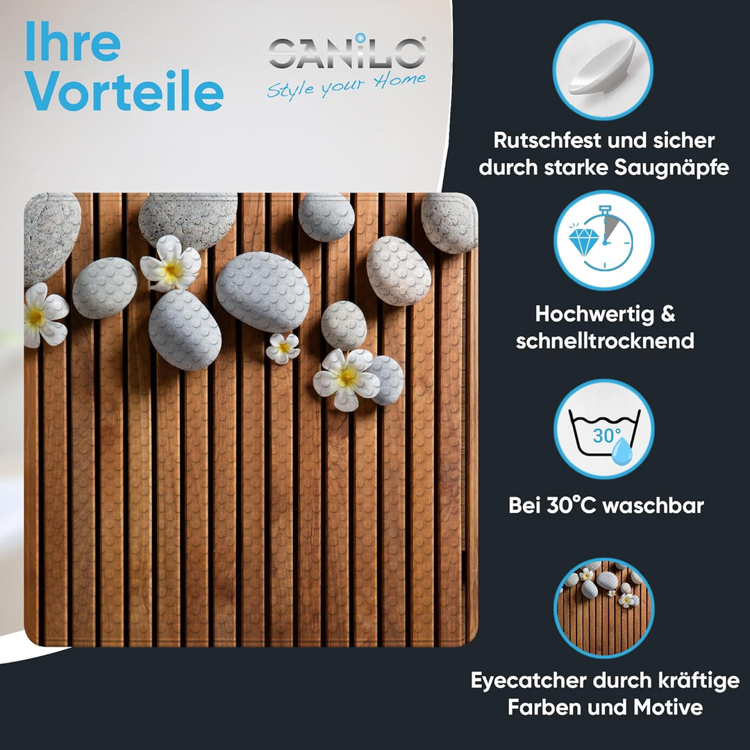 Sanilo Badematte 53 x 53 cm, rutschfeste Duschmatte für Dusche und Badewanne, Antirutschmatte maschi