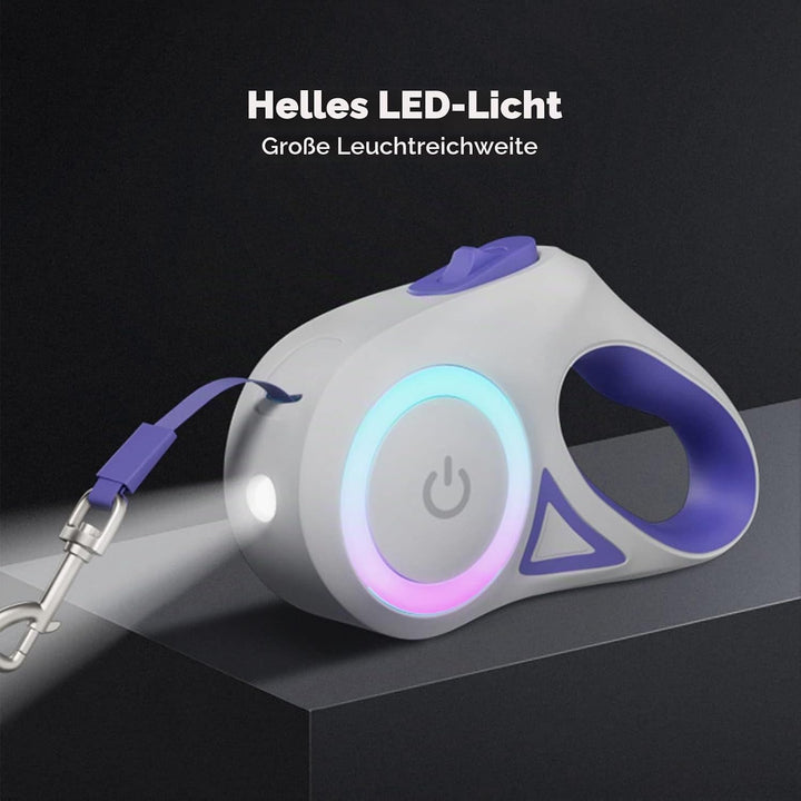 Ausziehbare LED-Hundeleine, Haustier-Leine mit Rutschfestem Griff für Kleine und Mittelgrosse Hunde