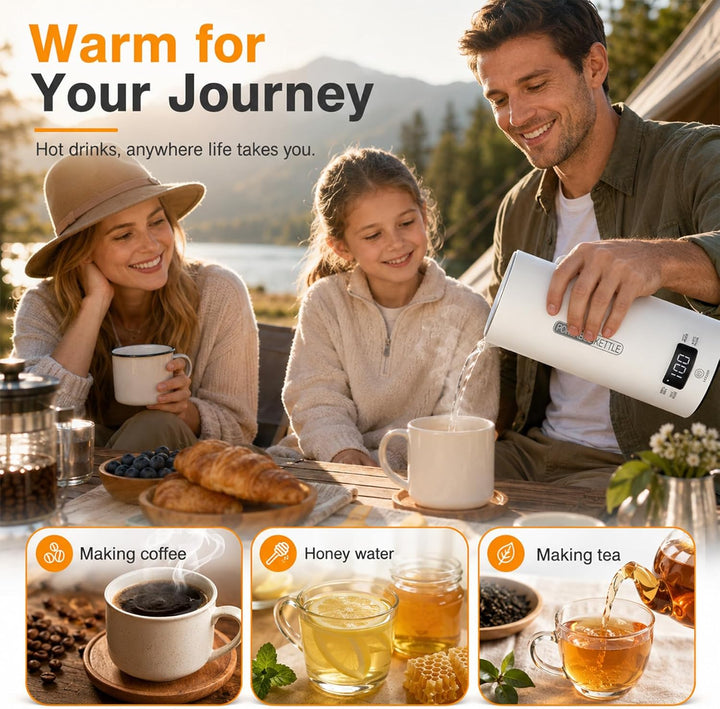 Idota Reisewasserkocher Klein, 400ml Reise wasserkocher mit 4 Temperaturstufen, Mini Reisewasserkoch