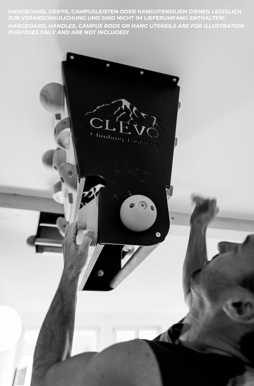 CLEVO XL Multifunktionales Klettertrainingsmodul für Deckenmontage: Campusboard, Hangboard, Klimmzug