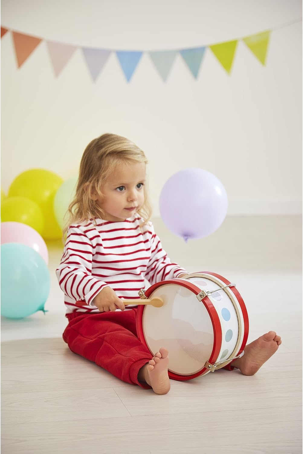 Janod - My First Confetti Holz-Trommel, Kinder-Musikinstrument, Spielzeugnachbildung und Spielzeug f