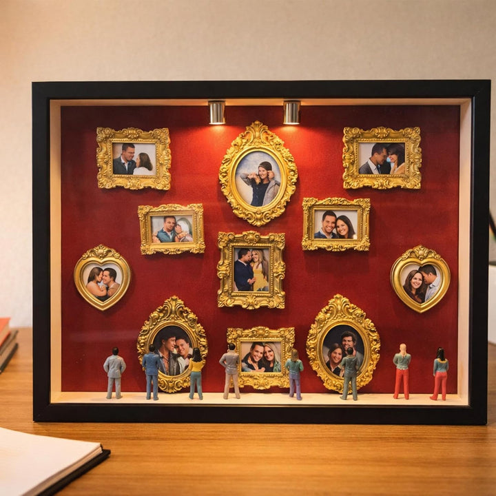DIY Mini Museums Silhouette Box - Mini Museumsrahmen Mit Beleuchtung, Retro-Goldrahmen & Figuren, Si