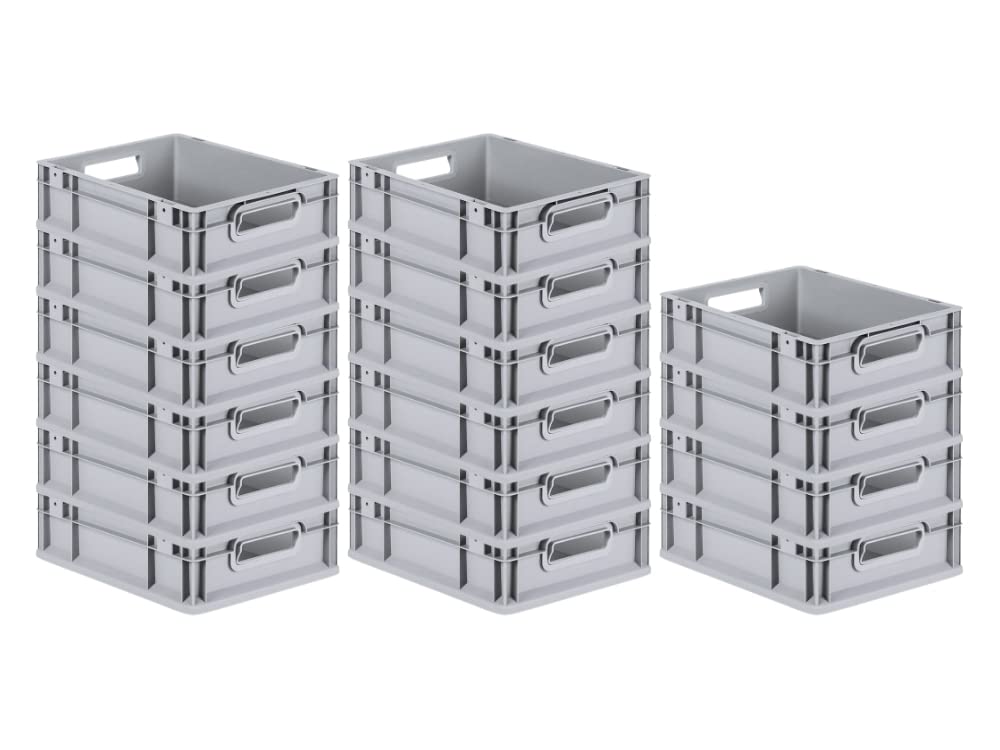 PROREGAL SuperSparSet 16x Eurobox NextGen Grip | HxBxT 12x30x40cm | 11 Liter | Griffe offen | Glatte