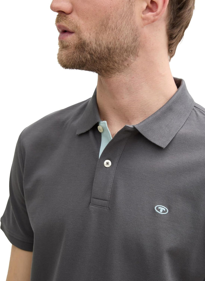 Tom Tailor Herren Piqué Poloshirt aus Baumwolle S 10307 - Dark Shadow, S 10307 - Dark Shadow