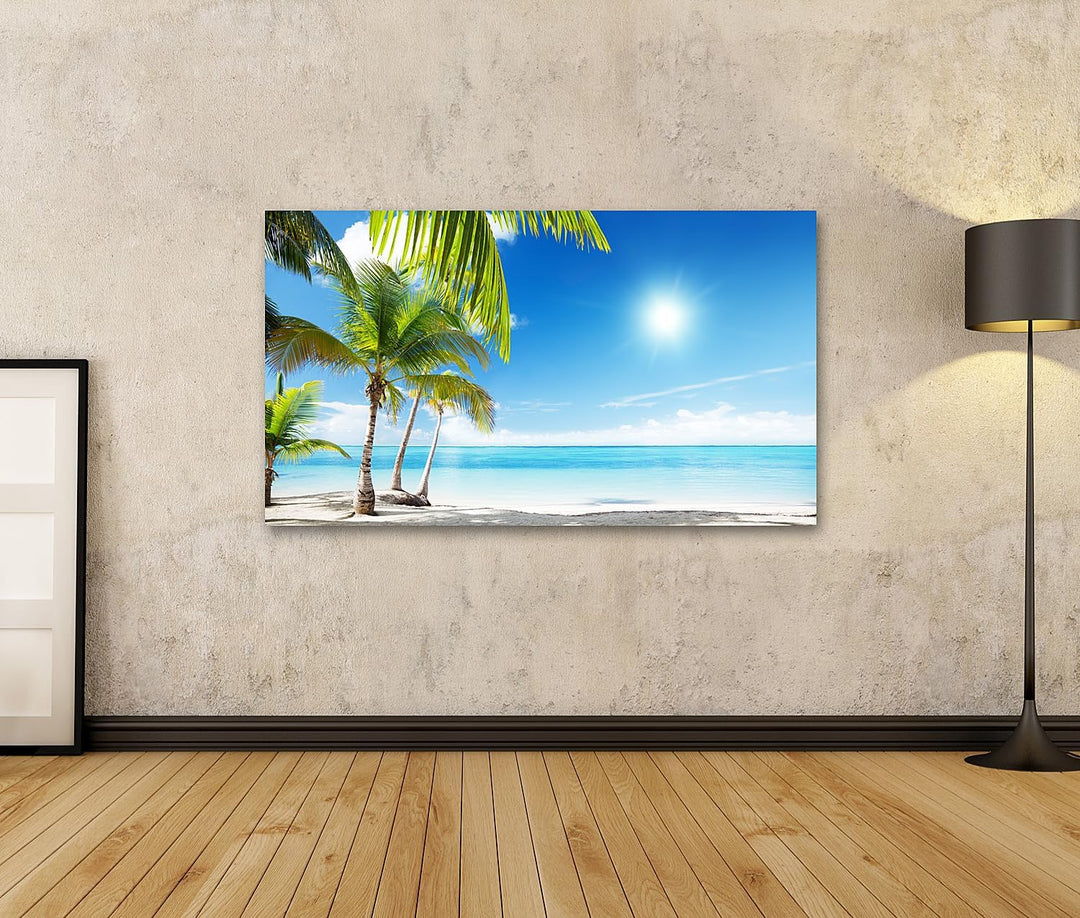islandburner Bild auf Leinwand Karibisches Meer Strand Unter Palmen Bilder Wandbilder Poster Leinwan