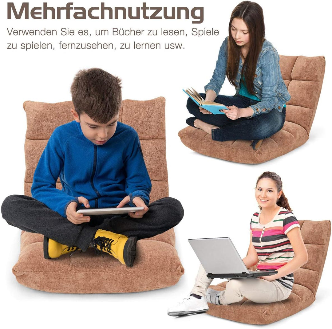 GOPLUS Bodenstuhl, Bodensofa mit Rückenlehne, Bodensessel mit Schlaffunktion, Floor Chair, Lazy Sofa