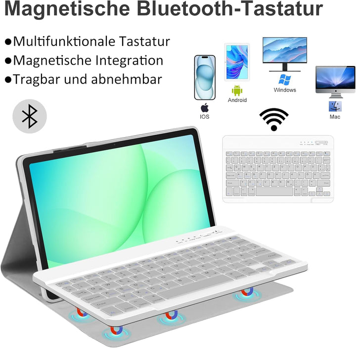 HOTLIFE Tastatur Hülle für Samsung Galaxy Tab А11+/А9+ 11 Zoll 2023/2025, Schutzhülle mit Automatisc